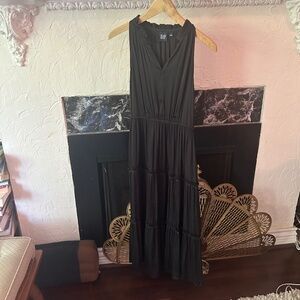 Silky black sleeveless  midi dress